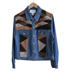 Tantrums Denim Jean Jacket with Multi-Color Patchwork